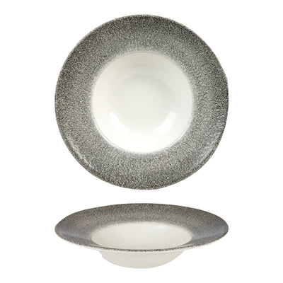 Piatto Pasta Raku Nero con Falda Ø Cm.28 Interno Ø Cm.17,5 - Confezione da 12 Pz.