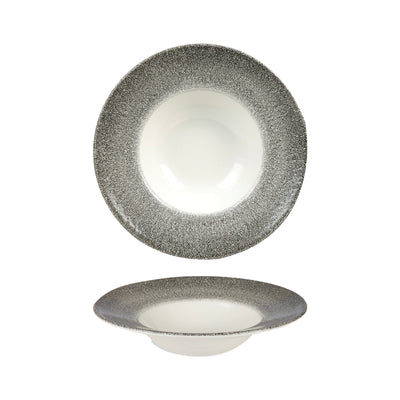 Piatto Pasta Raku Nero con Falda Ø Cm.24 Interno Ø Cm.13,5 - Confezione da 12 Pz.