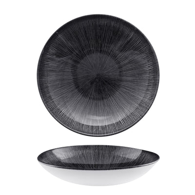 Piatto Fondo S.Prints Agano Nero Ø Cm.24,8 - Confezione da 12 Pz.