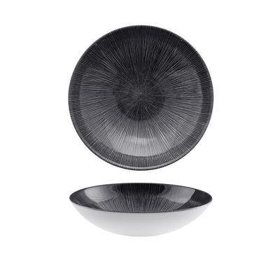 Piatto Fondo S.Prints Agano Nero Ø Cm.18,2 - Confezione da 12 Pz.