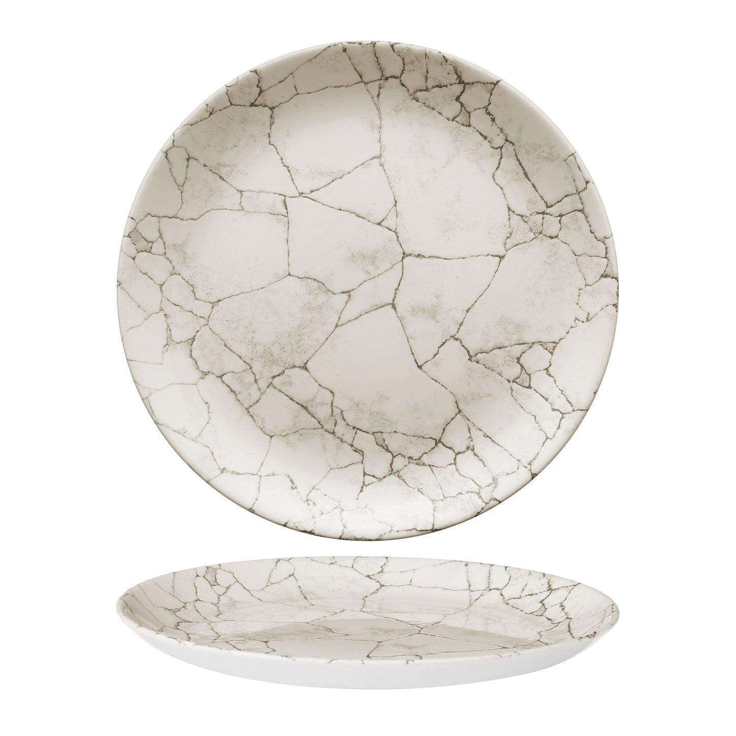 Piatto Piano Studio Kintsugi Grigio Agata Ø Cm.28,8 - Confezione da 12 Pz.