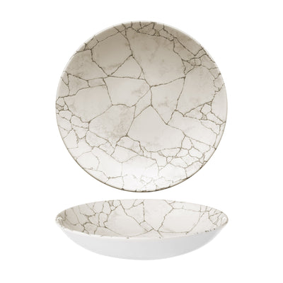 Piatto Fondo Studio Kintsugi Grigio Agata Ø Cm.24,8 - Confezione da 12 Pz.