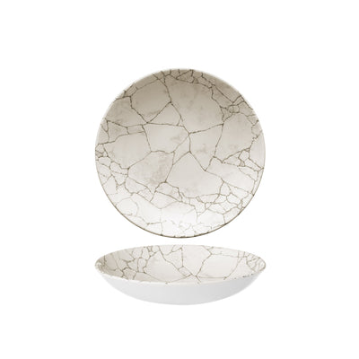 Piatto Fondo Studio Kintsugi Grigio Agata Ø Cm.18,2 - Confezione da 12 Pz.