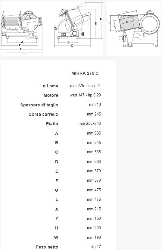 AFFETTATRICE MIRRA 275 C WEB CE 230 MN