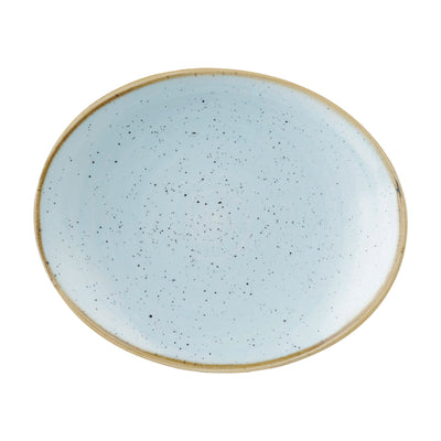 Vassoio Ovale Stonecast Azzurro Puntinato Cm.19,2x16,4 - Confezione da 12 Pz.