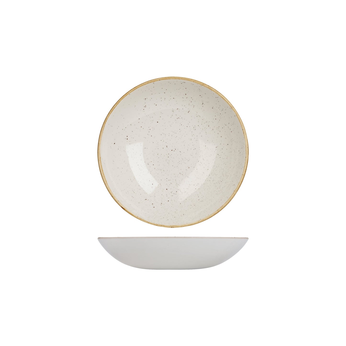 Piatto Fondo Coupe Stonecast Bianco Puntinato Ø Cm.18,2 - Confezione da 12 Pz.