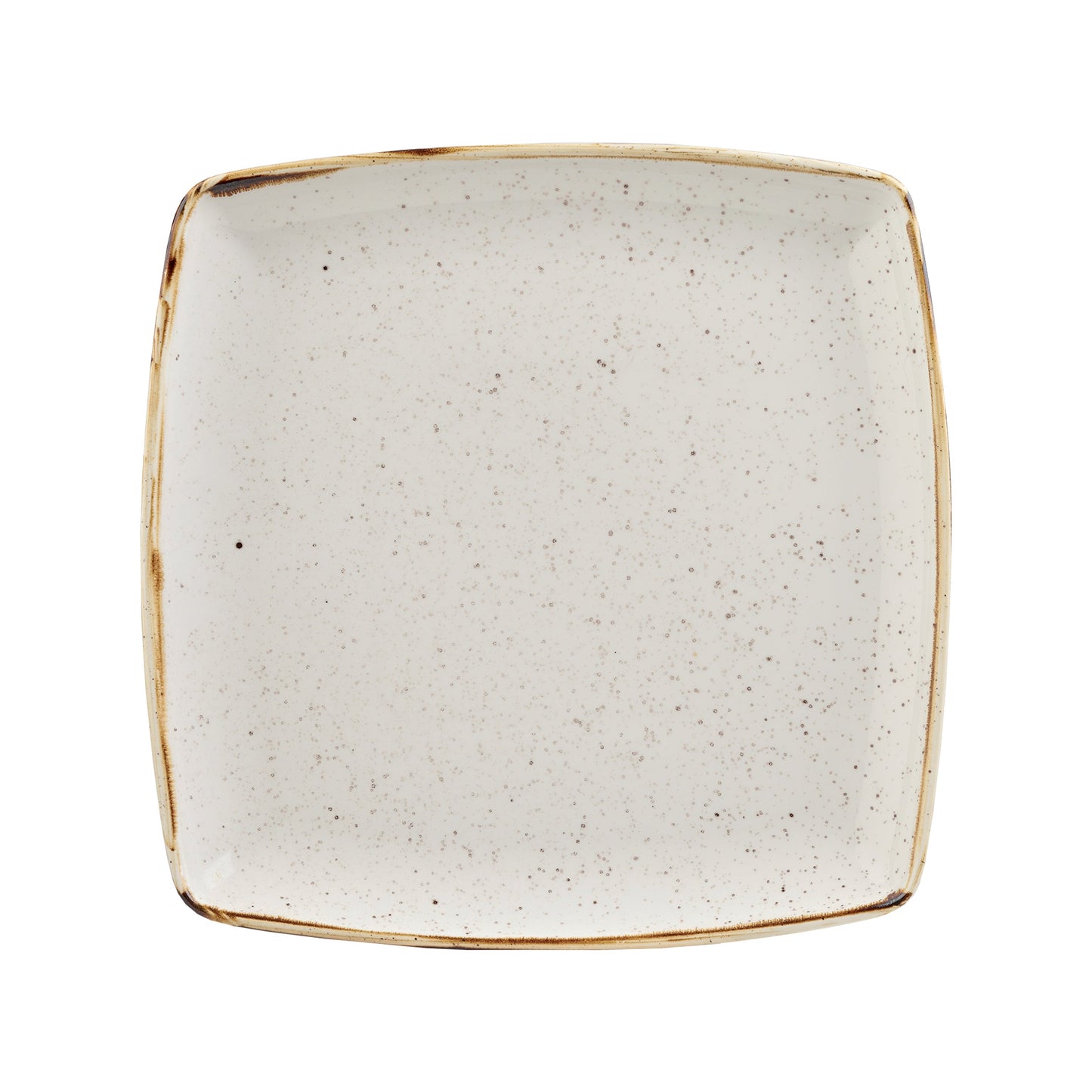 Piatto Quadrato Stonecast Bianco Puntinato Cm.26,8x26,8- Confezione da 6 Pz.