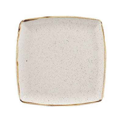 Piatto Quadrato Stonecast Bianco Puntinato Cm.26,8x26,8- Confezione da 6 Pz.