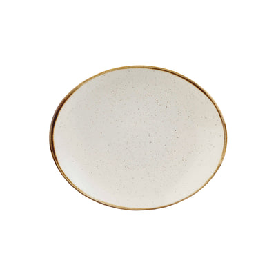 Vassoio Ovale Stonecast Bianco Puntinato Cm.19,2x16,4 - Confezione da 12 Pz.