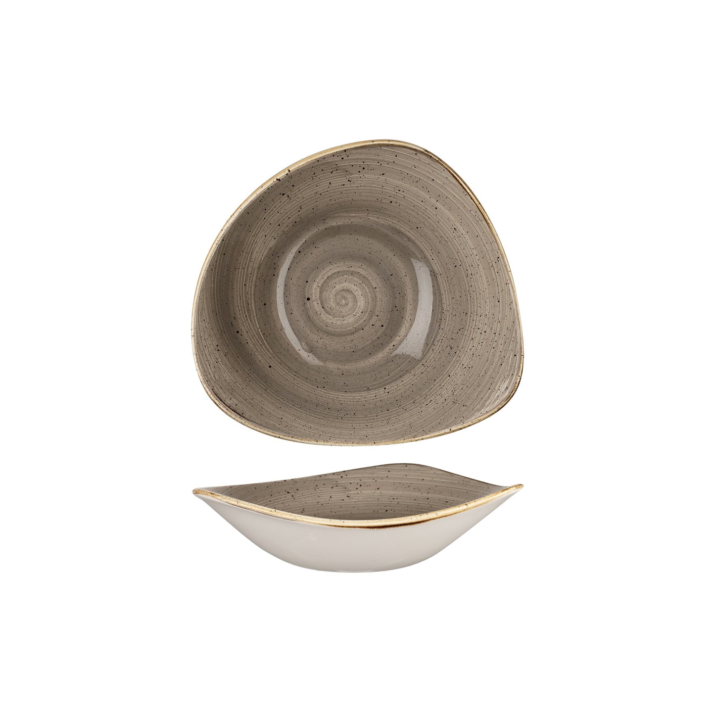 Piatto Fondo/Coppa Triangolare Stonecast Grigio Puntinato Cm.15,3 - Confezione da 12 Pz.