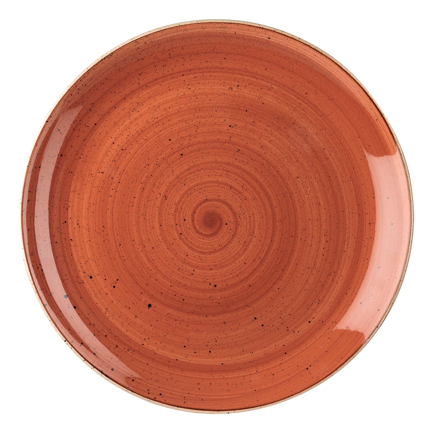 Piatto Piano Stonecast Arancio Mattone Puntinato Ø Cm.32,4 - Confezione da 6 Pz.