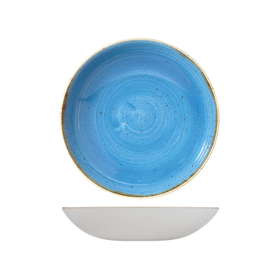 Piatto Fondo/Coppa Trinagolare Stonecast Blu Puntinato Ø Cm.24,8 - Confezione da 12 Pz.