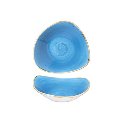 Coppa Trinagolare Stonecast Blu Puntinato Ø Cm.15,3 - Confezione da 12 Pz.