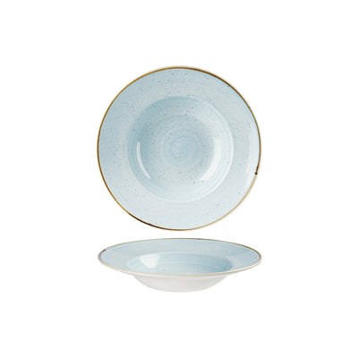 Piatto Pasta con Falda Stonecast Azzurro Puntinato Ø Cm.24 Interno Ø Cm.13,5 - Confezione da 12 Pz.