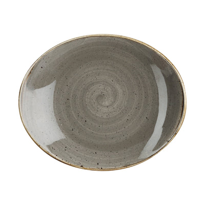 Vassoio Ovale Stonecast Grigio Puntinato Ø Cm.19,2x16,4