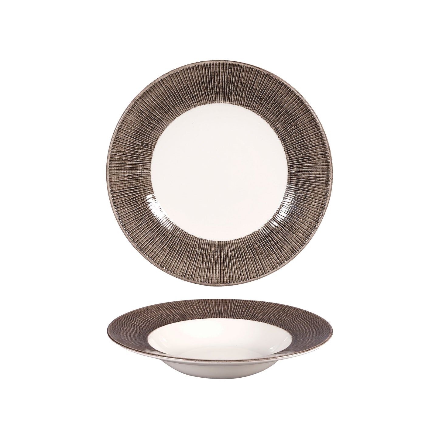 Piatto Pasta Bamboo Rilievo Dusk Ø Cm.28 Interno Ø Cm.17,5 - Confezione da 12 Pz.
