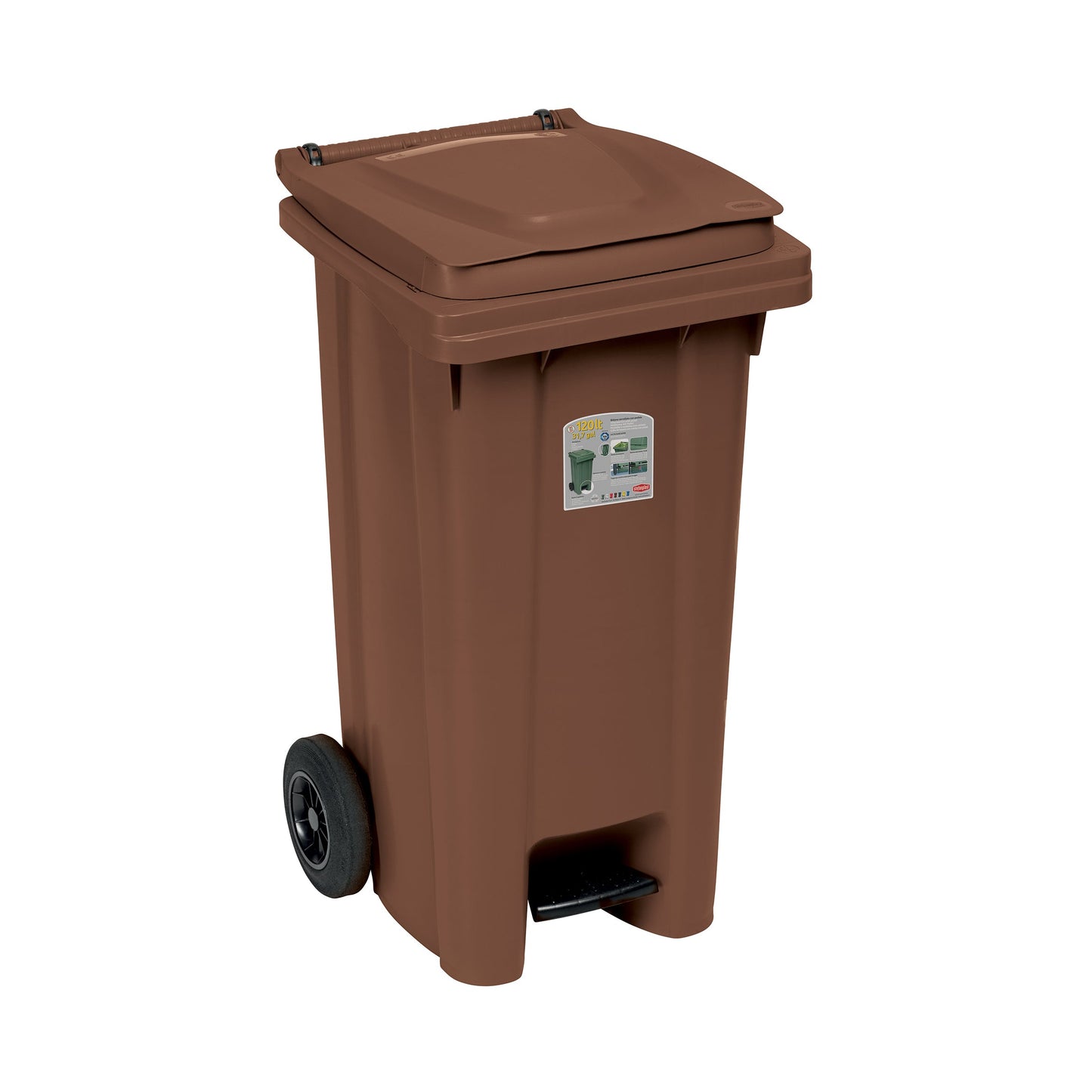 Bidone Carrellato C/P Lt.120 Marrone