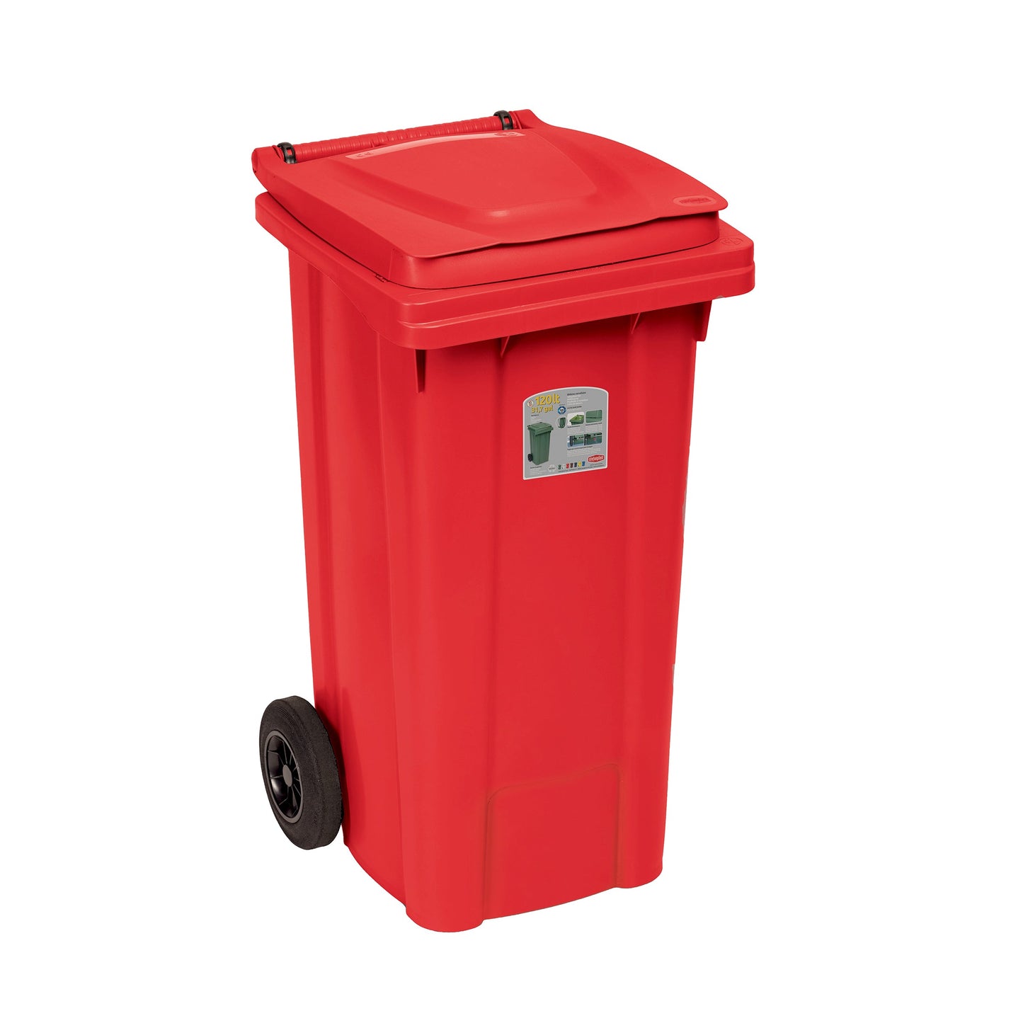 Bidone Carrellato Lt.120 Rosso