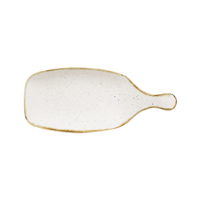 Vassoio Rettangolare con Manico Stonecast Bianco Puntinato Cm.28,4x12,3 - Confezione da 6 Pz.