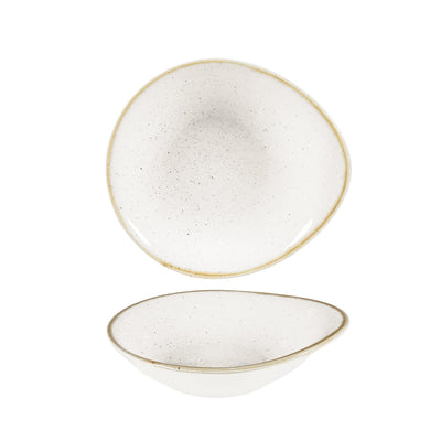 Coppa Ovale Stonecast Bianco Puntinato Cm.18,5x16,8- Confezione da 12 Pz.