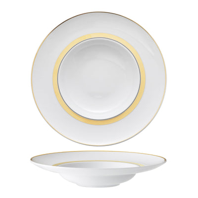 Piatto Pasta Domo Gold C/Pennellata Ø Cm.25,2 Interno Ø Cm.15 - Confezione da 4 Pz.