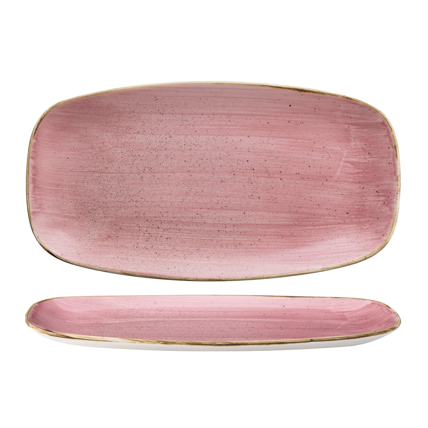 Vassoio Rettangolare Stonecast Rosa Puntinato Cm.35,5x18,9 - Confezione da 6 Pz.