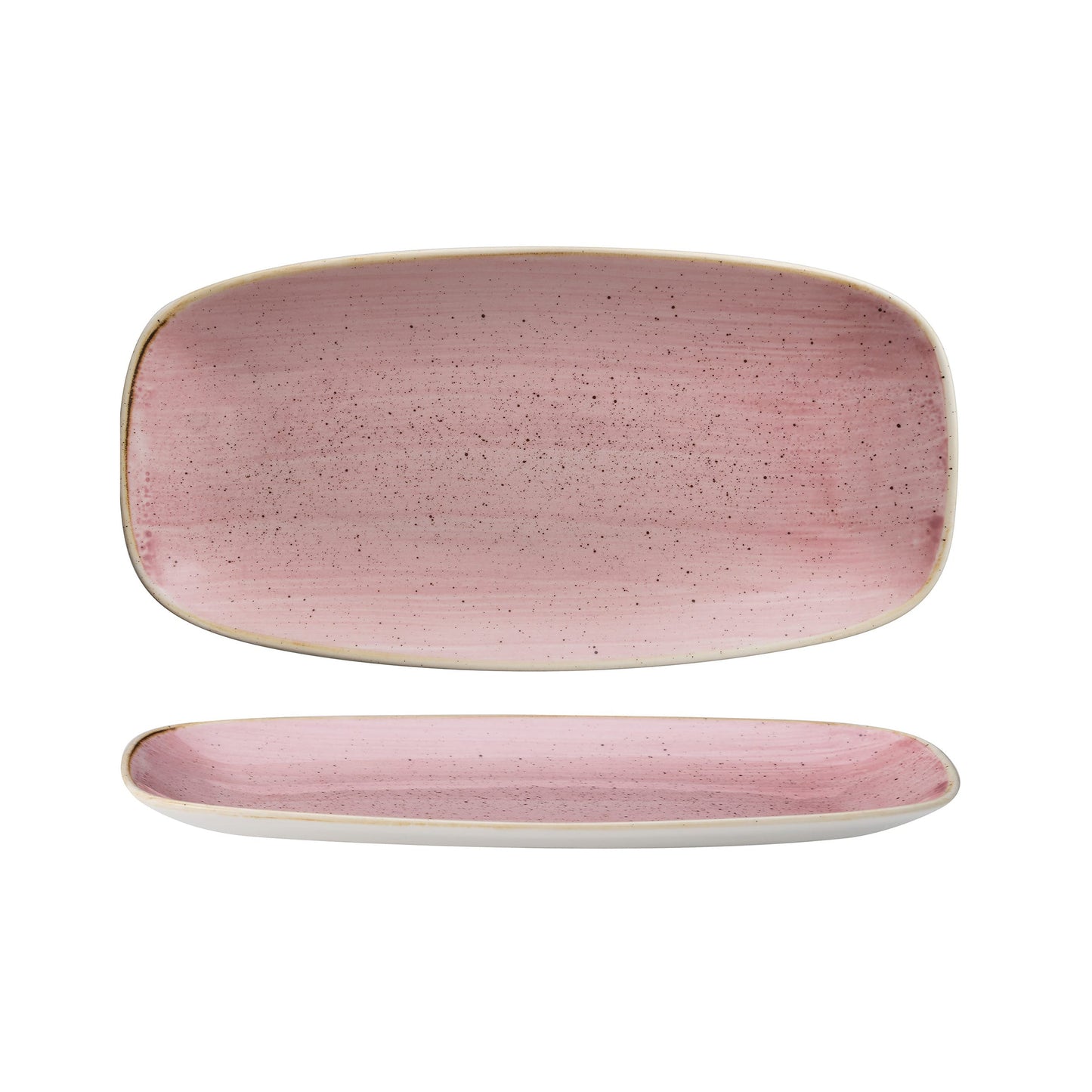 Vassoio Rettangolare Stonecast Rosa Puntinato Cm.29,8x15,3 - Confezione da 12 Pz.