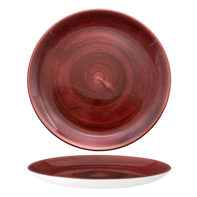 Piatto Piano Stonecast Patina Rosso Ruggine Ø Cm.26 - Confezione da 12 Pz.