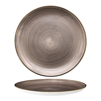 Piatto Piano Stonecast Raw Marrone Ø Cm.26 - Confezione da 12 Pz.