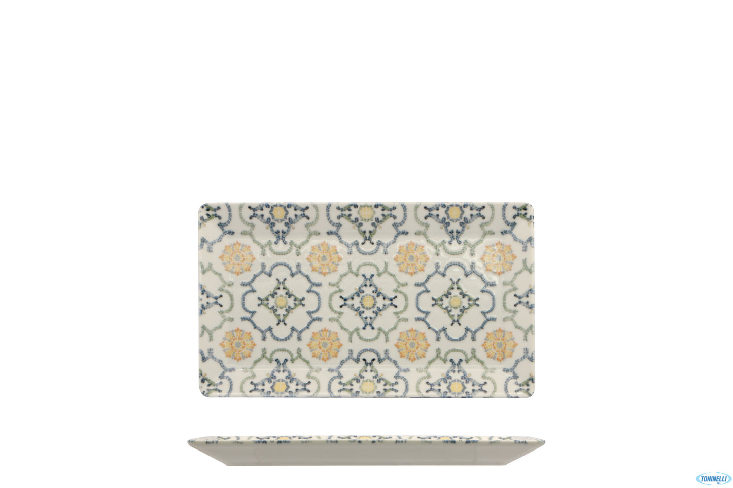Agadir Kimi - Piatto Rettangolare Porcellana Decorato Cm 26X15