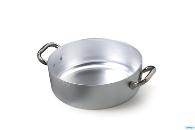 Casseruola Bassa 3 Mm Alluminio 2 Maniglie Inox Cm.20 H 7 Lt 2,5 Senza Coperchio
