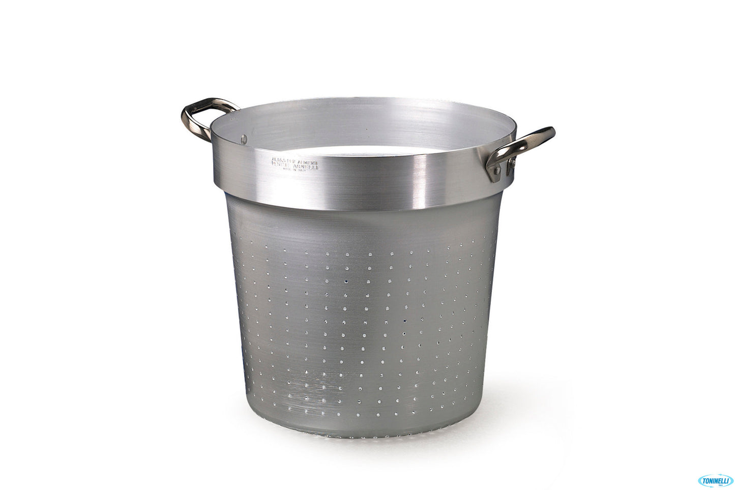 Colapasta Cilindrico 3 Mm Cm 24 H 25 Con Due Maniglie Fisse Inox, Si Inserisce Nelle Pentole Alte