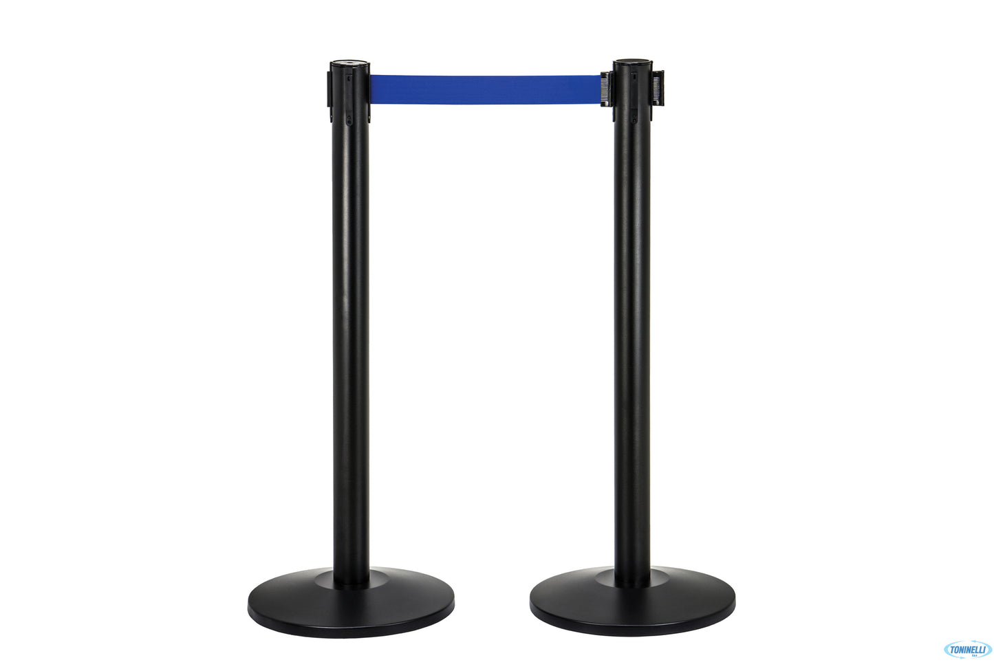 Alfa-Colonna Metallo Nero Cm.36Xh.95 Con Nastro Blu Retraibile 2Mt. 103340