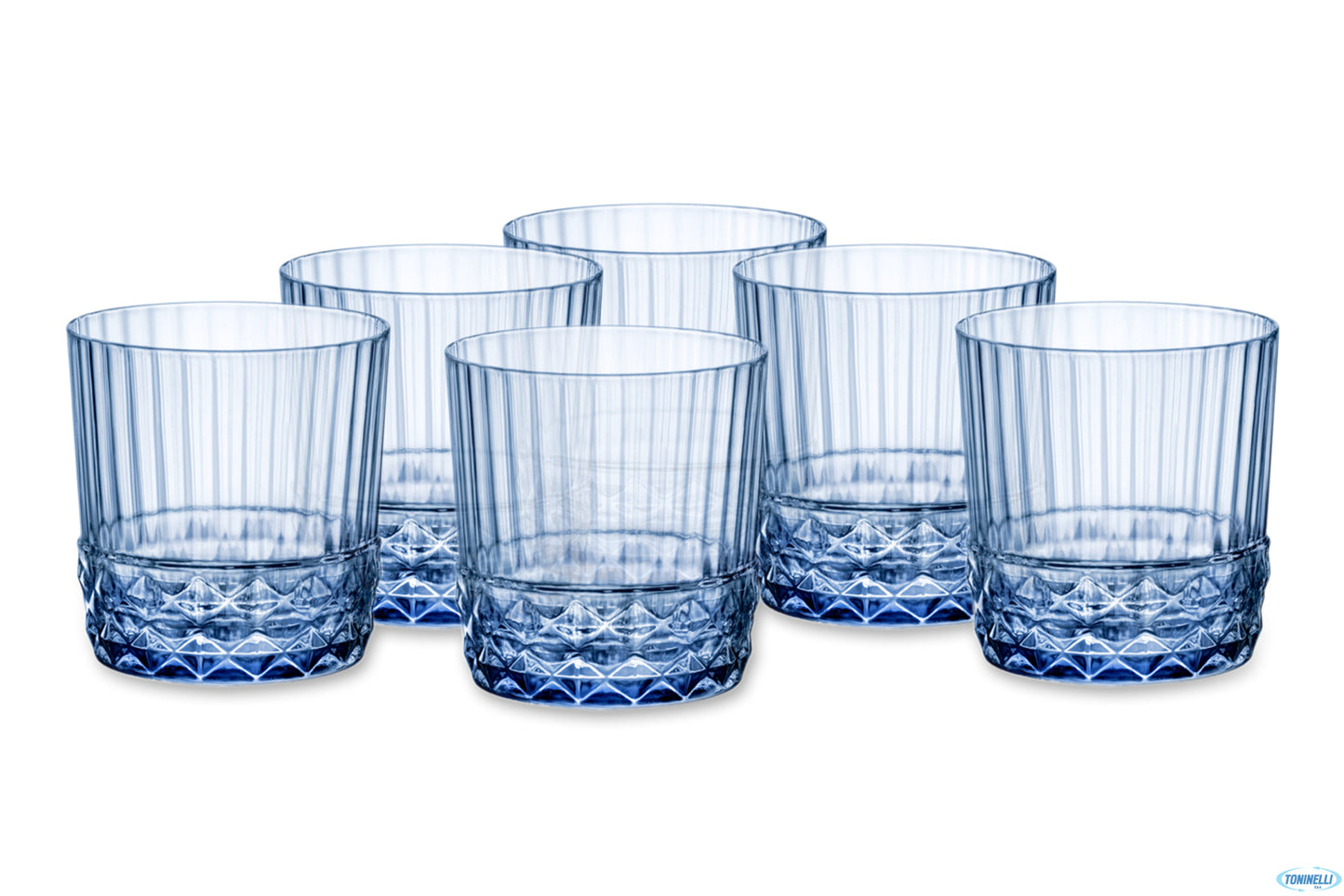 America '20S Blu Zaffiro Confezione Da 6 Bicchieri Dof Cl 37 H.9,2 Diametro 8,8 122152