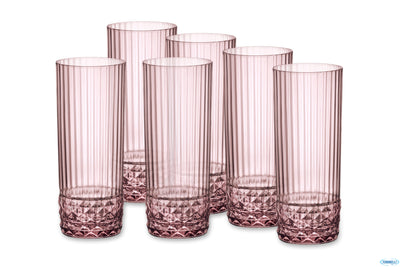 America '20S Ametista Confezione Da 6 Bicchieri Long Drink Cl 40 H.15,8 Diametro 6,8 122159