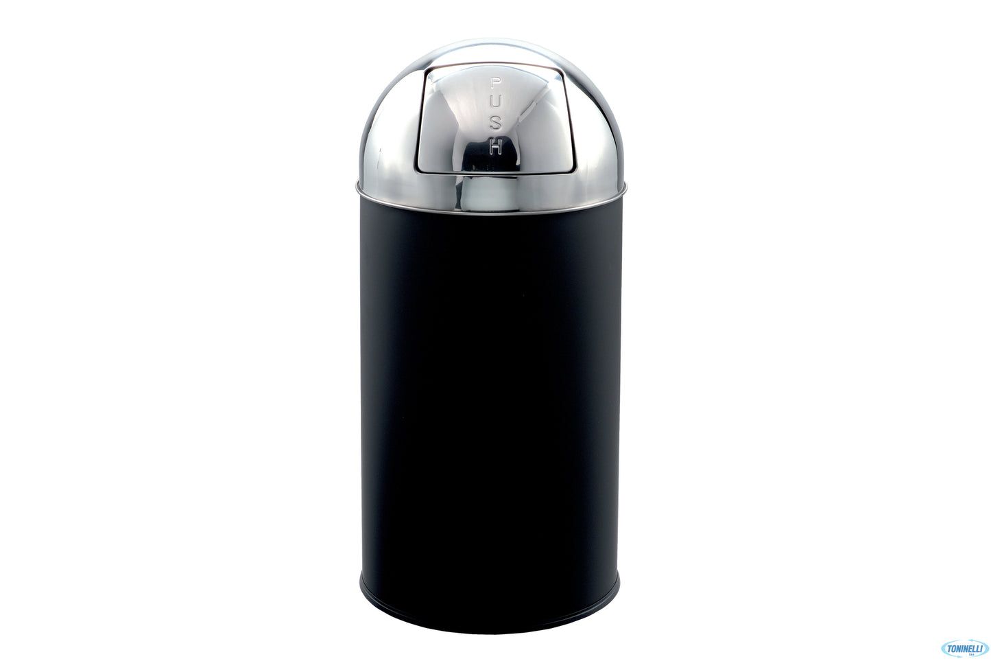 Apollino-Gettacarte Push Nero Con Coperchio Inox 40Lt. Cm.35Xh.74 106053