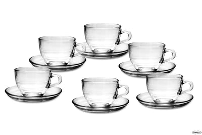 Basic Vetro Trasparenti Confezione 6 Tazze The Con Piatto.215-97948 Mi
