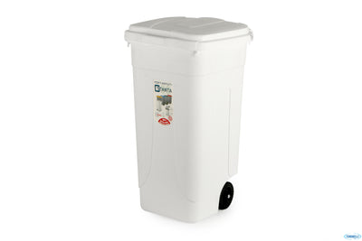 Bidone Portarifiuti Bianco Lt.80 Con Coperchio 80-Bil