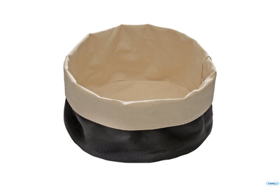 Porta Pane Cotone Tondo Esterno Nero-Interno Beige Cm.20Xh.12 30351