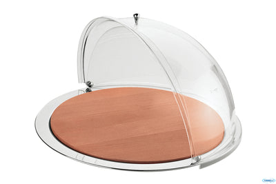 Buffet-Piatto Portaformaggi Inox Con Tagliere E Cupola Cm.47,5Xh.34 50951448