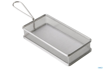 Snackholder-Mini Cestino Fritti Rettangolare Basso Cm.21,5X10,5Xh.4,5 Inox 40610