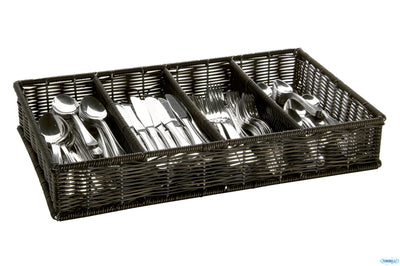 Cestello Portaposate Polipropilene-Metallo 4 Scomparti Gn 1.1 Cm.53X32,5Xh.9 Marrone-Nero 11966