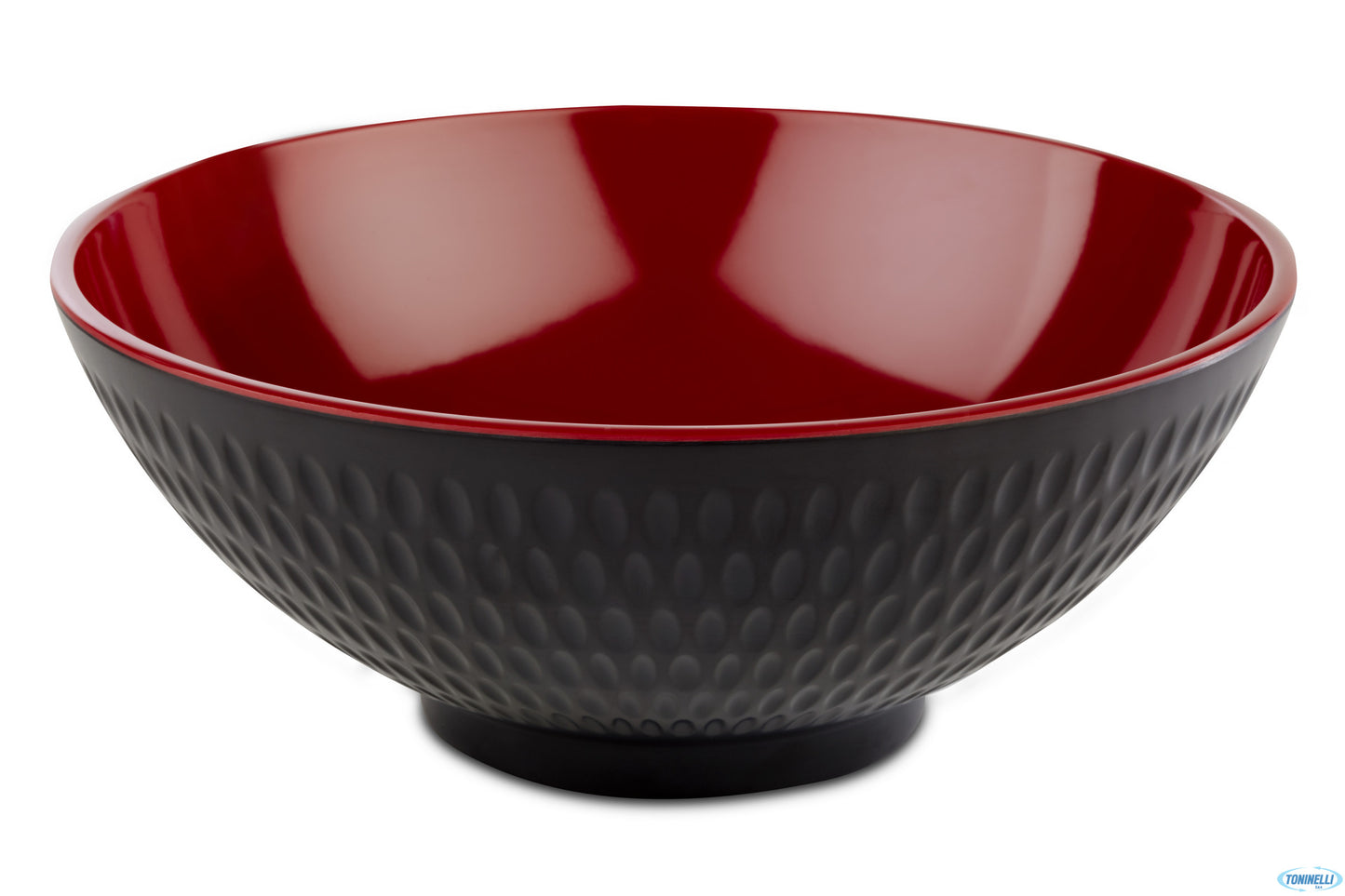 Asia Plus-Coppa Melamina Interno Rosso Lucido Esterno Nero Lucido Cm.20 H.8 15420