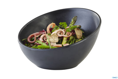 Zen-Insalatiera Obliqua In Melamina Nera Effetto Gres Cm.16 H.10 84353