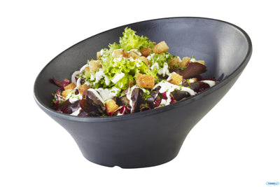 Zen-Insalatiera Obliqua In Melamina Nera Effetto Gres Cm.22,5 H.12,5 84355
