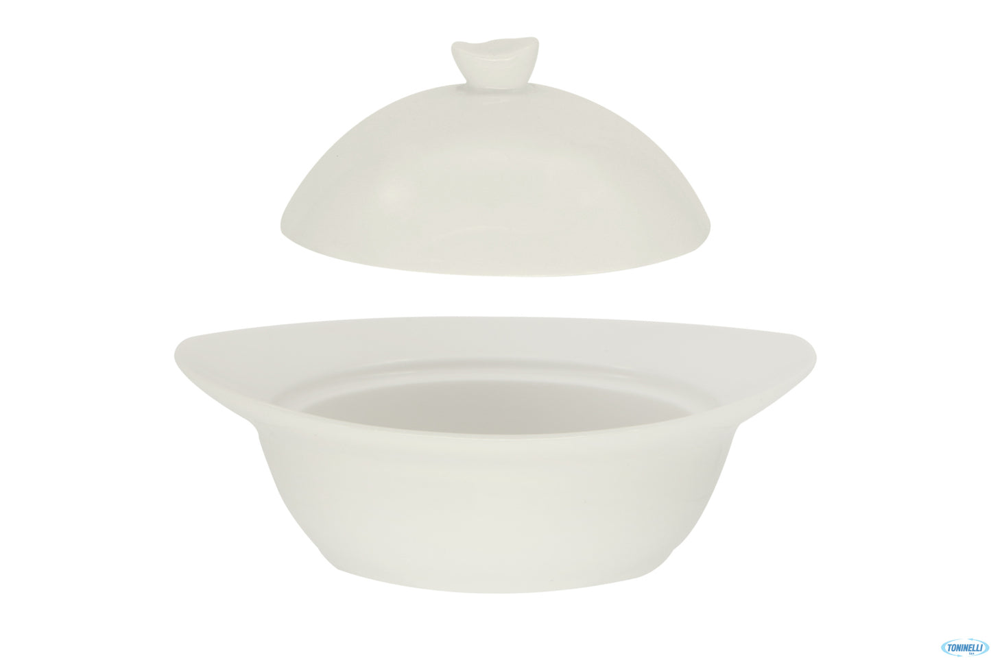 Cocotte Bianca Ovale Con Coperchio Cm.16,6X14,3Xh.9 Ba0260