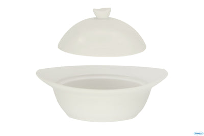 Cocotte Bianca Ovale Con Coperchio Cm.16,6X14,3Xh.9 Ba0260