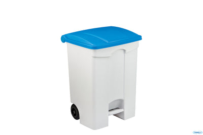 Contitop Mobile-Contenitore Rifiuti Mobile A Pedale Bianco Coperchio Blu 70L Cm 50X40 H 66 115575