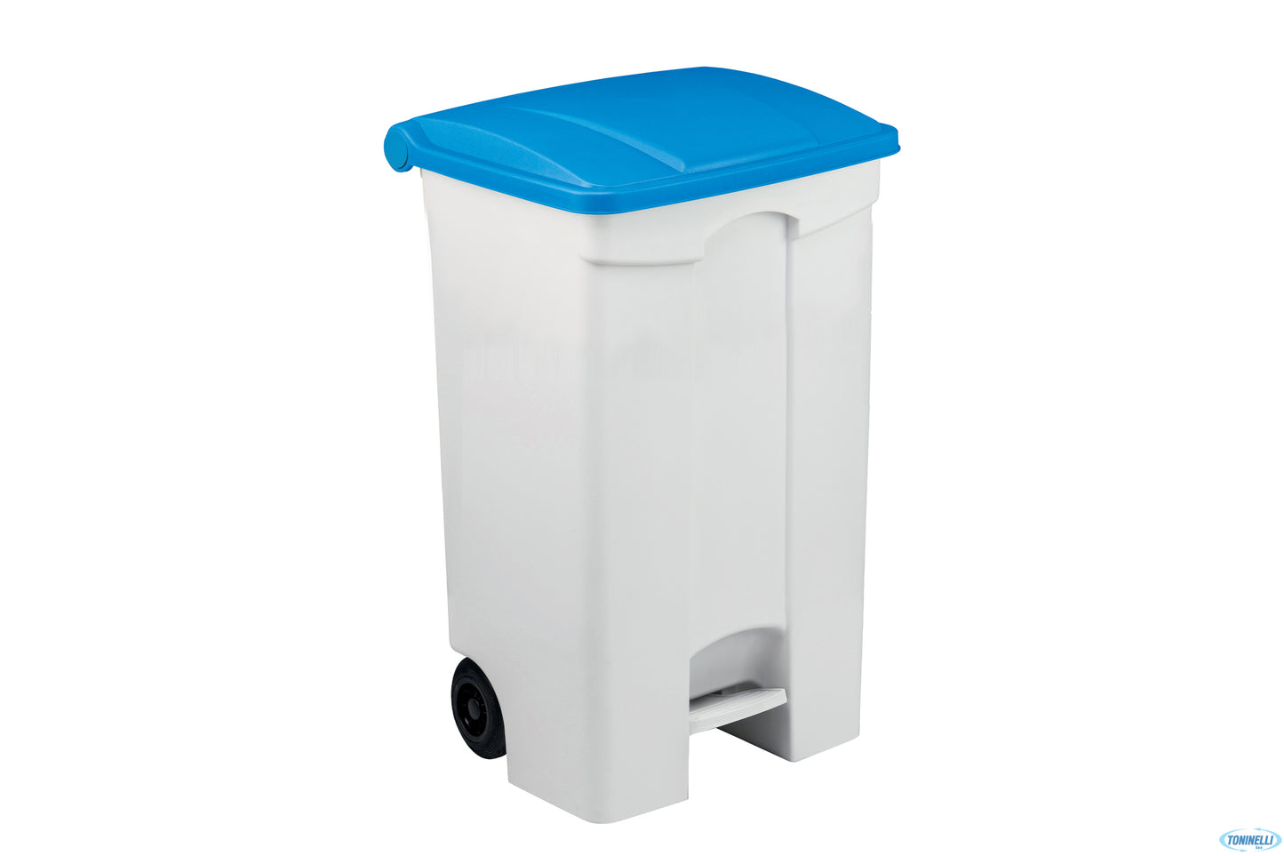 Contitop Mobile-Contenitore Rifiuti Mobile A Pedale Bianco Coperchio Blu 90L Cm 50X40 H 82 115595