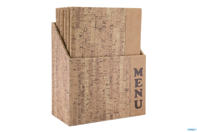 Design Sughero - Scatola Con 10 Portamenu Formato A4 Design-Stile Sughero Con 1 Inserto Doppio M